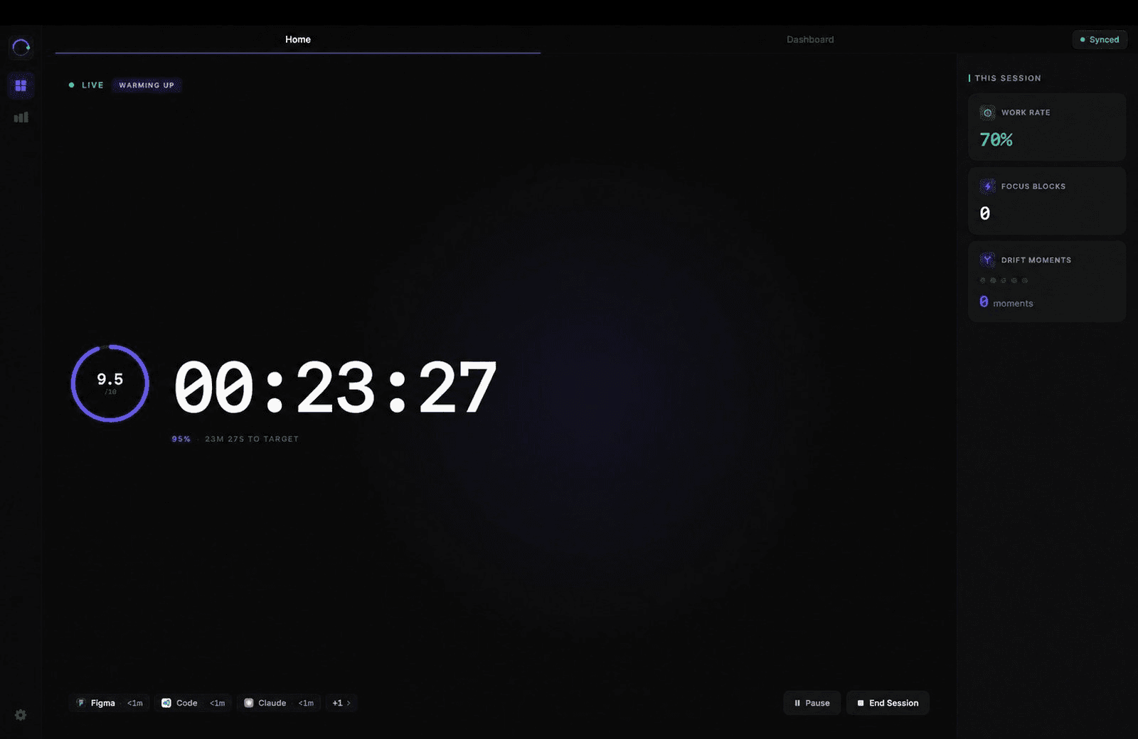 Motivv live timer with real-time work rate